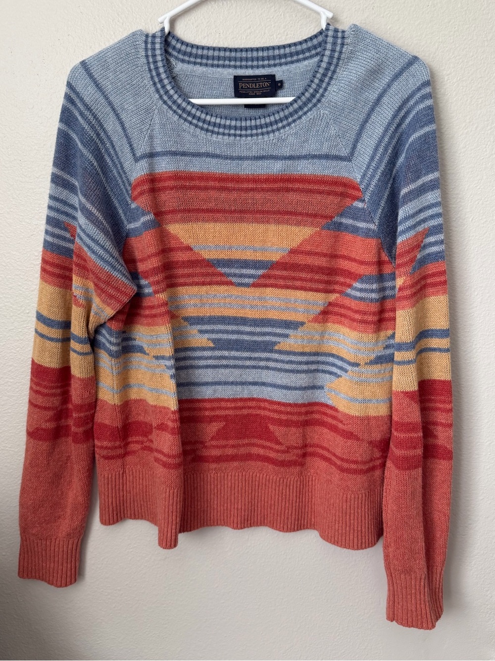 Pendleton Southwestern Striped Sweater Size S Crewneck Cotton Blend Western Boho